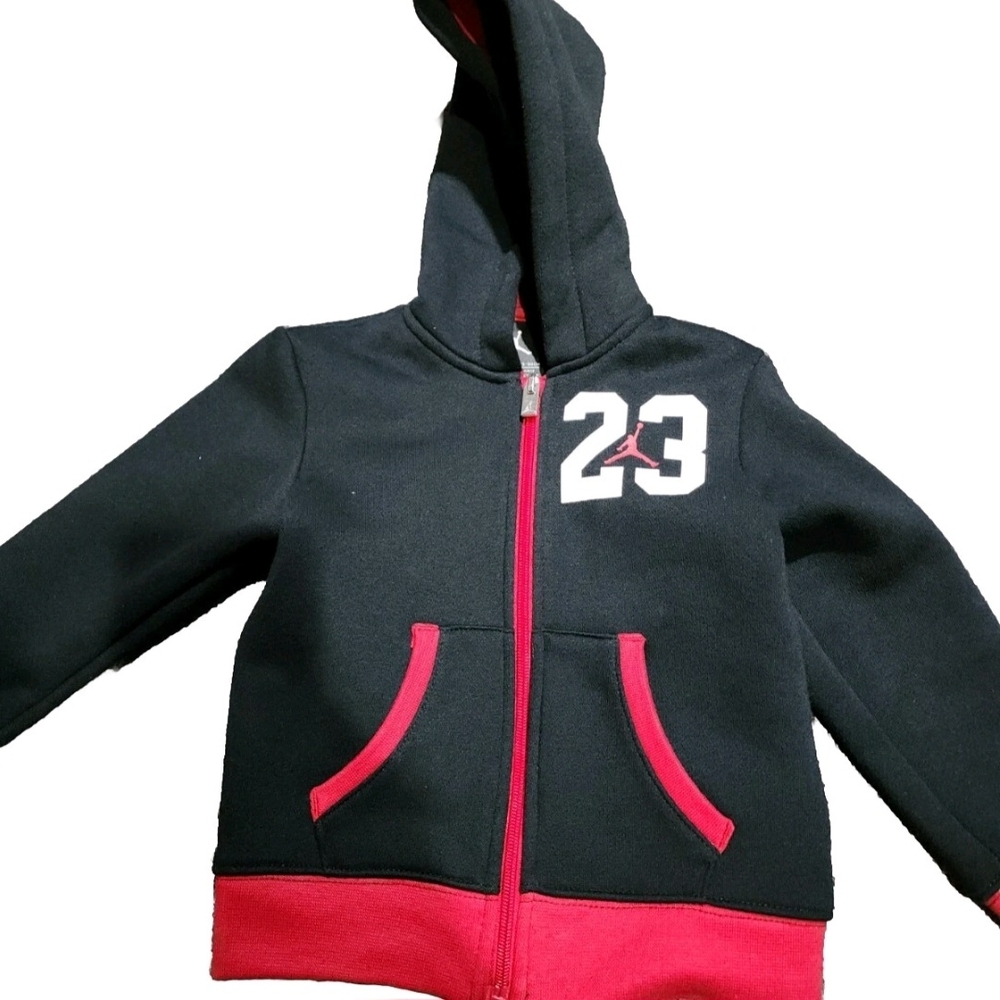 Jordan Kids Black and Red Zip-Up Hoodie